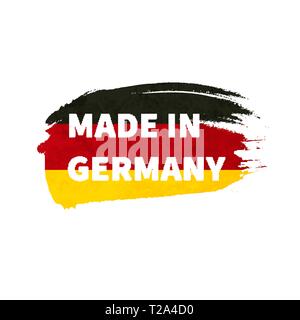 Grunge brush stroke with Allemagne drapeau national, fabriqué en Allemagne autocollant isolated on white Illustration de Vecteur