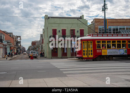 La Nouvelle Orléans, TN, USA, le 20 novembre 2018-Classic New Orleans streetcar à Rampart street Banque D'Images