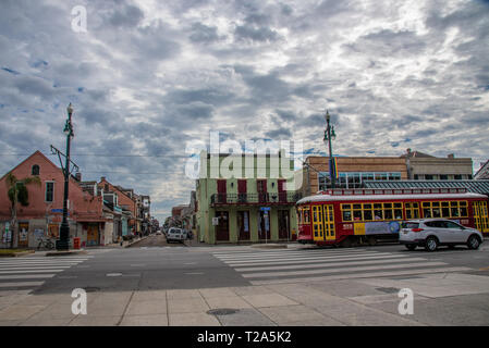 La Nouvelle Orléans, TN, USA, le 20 novembre 2018-Classic New Orleans streetcar à Rampart street Banque D'Images