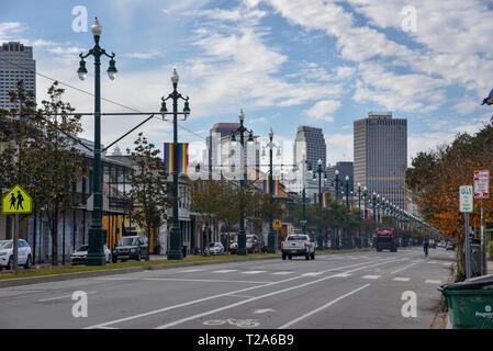 La Nouvelle Orléans, TN, USA, le 20 novembre 2018-Classic New Orleans streetcar à Rampart street Banque D'Images