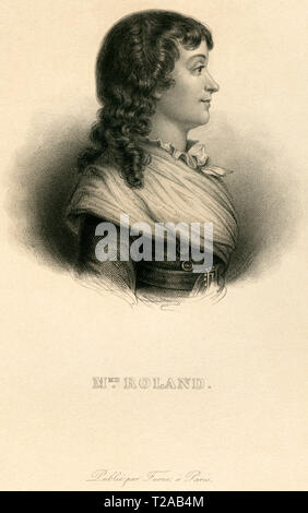 Europa, Frankreich, Paris, Madame Roland, Ehefrau von Jean Marie Roland de la platière, Kupferstich , wahrscheinlich 1810er Jahre - 1830er Jahre , son Banque D'Images