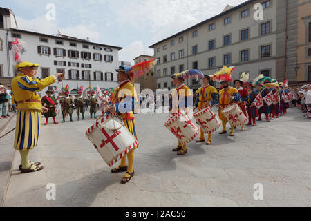 Florence, Italie - 10 août 2018 : cortège historique pendant la fête de San Lorenzo. Cet événement annuel très ancrée dans la tradition de la ville, et se terminant Banque D'Images