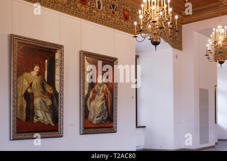 Vilnius, Lituanie - 6 mai 2017 : l'intérieur du palais des Grands Ducs de Lituanie. Depuis 2009, le palais abrite le Musée National de Lituanie Banque D'Images