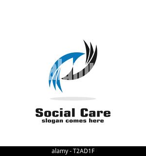 Logo de soins sociaux, icônes mieux donner que recevoir. Illustration de Vecteur