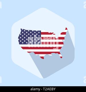 L'icône carte drapeau Usa modèle. Vecteur de conception plate Illustration de Vecteur