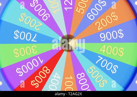 Illustration 3d roue colorée de la chance ou la fortune. Roulette casino fortune rouets, roue. Fortune de la roue. Banque D'Images