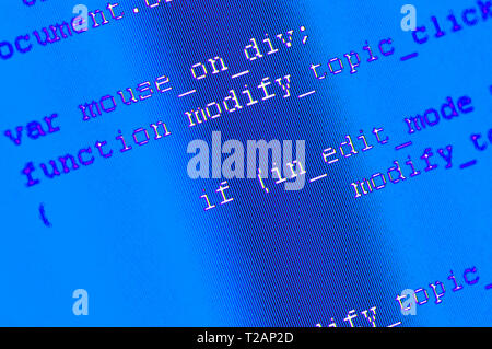 Le code source du logiciel macro shot. Code de programmation sur l'écran de l'ordinateur en arrière-plan Banque D'Images