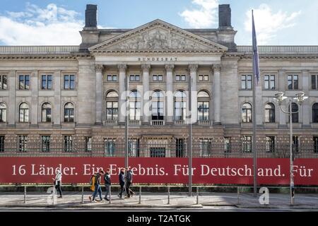 Allemagne : siège du Bundesrat, à la Chambre des Lords de la Prusse sur la Leipziger Straße à Berlin. Photo du 18 mars 2019. Dans le monde d'utilisation | Banque D'Images