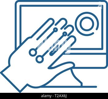 L'icône de la ligne du système de reconnaissance de gestes concept. Système de reconnaissance de geste symbole vecteur télévision, signe, contours illustration. Illustration de Vecteur