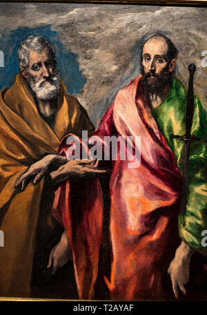 El Greco,Doménikos Theotokópoulos (Creta 1540-Toledo 1614).Saint Pierre et Saint Paul (1590-1600), Musée National d'Art de Catalogne, Barcelone, Espagne. Banque D'Images