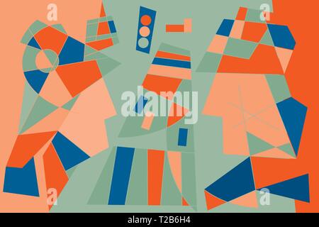 Relation des hommes et femmes. Image abstraite d'un homme et une femme sur l'arrière-plan de la ville road Illustration de Vecteur