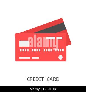 Carte de crédit. Carte de crédit rouge isolé icône Vector illustration Illustration de Vecteur