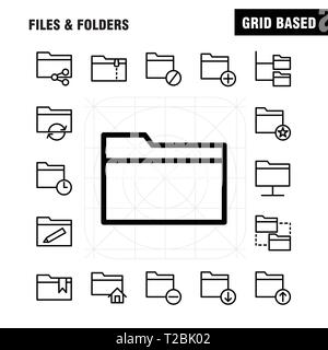 L'icône de la ligne de fichiers et dossiers Pack pour les concepteurs et les développeurs. Icônes de Connect, un dossier réseau, des fichiers, éditer, Dossier, crayon, écrire, Vector Illustration de Vecteur