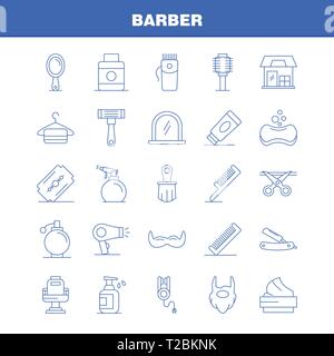 Coiffure Line Icons Set pour l'infographie, Mobile UX/UI Kit et Print Design. Comprennent : salon de coiffure, visage, maquillage, coiffure, Beauté, Président, coupe de cheveux, coiffure, icône Illustration de Vecteur