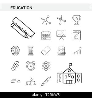 L'éducation à la main style Icon Set, isolé sur fond blanc. - Vector Illustration de Vecteur
