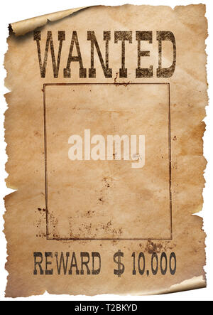 Wild West voulait poster isolé sur fond blanc Banque D'Images