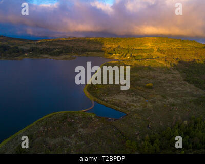 Une vue aérienne de lacs du Connemara à Nyanga, Zimbabwe. Banque D'Images