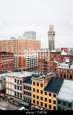 Vue de la tour Bromo-Seltzer et le centre-ville de Baltimore, Maryland Banque D'Images