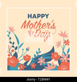 Happy Mother's Day card à l'épanouissement des fleurs colorées Illustration de Vecteur