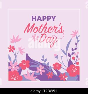 Happy Mother's Day card à l'épanouissement des fleurs colorées Illustration de Vecteur