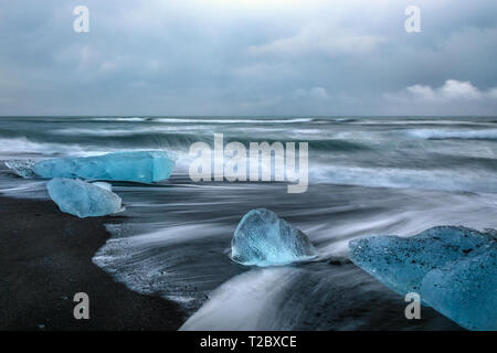 Plage du diamant, jökulsárlón, Austurland, Islande, Europe Banque D'Images