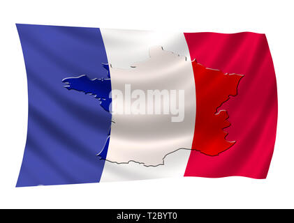 France drapeau national avec forme de carte du pays. Concept patriotique Banque D'Images