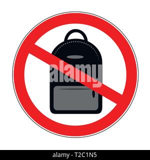 Sac à dos l'icône interdiction sign on white background vector illustration Illustration de Vecteur