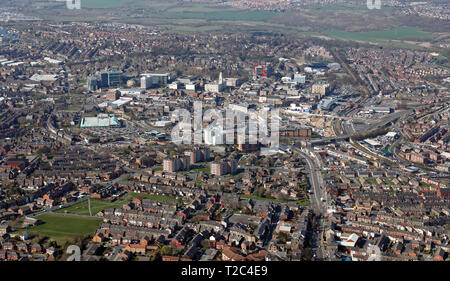 Vue aérienne du centre-ville de Barnsley skyline Banque D'Images