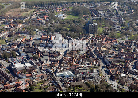 Vue aérienne du centre-ville de Ripon, Yorkshire du Nord Banque D'Images