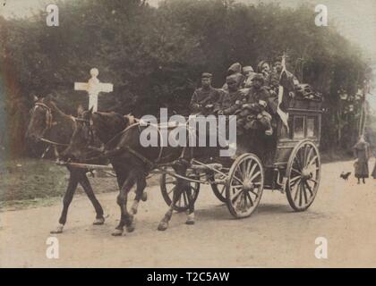 Primera guerra mundial (1914-1918). Transporte de heridos franceses.