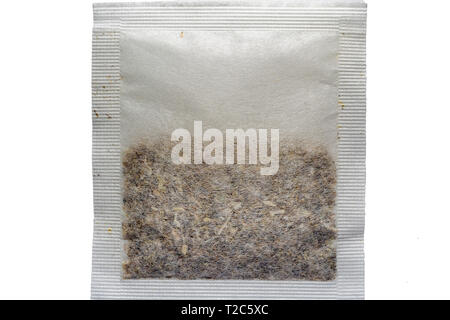 Un plan macro extrême d'un sachet de thé montrant la structure du matériau. Banque D'Images