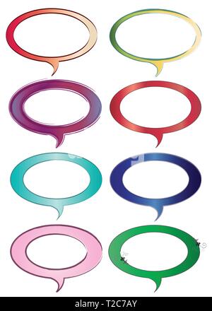 Ensemble de huit boîtes de dialogue vector - bulles de texte en plusieurs couleurs Illustration de Vecteur