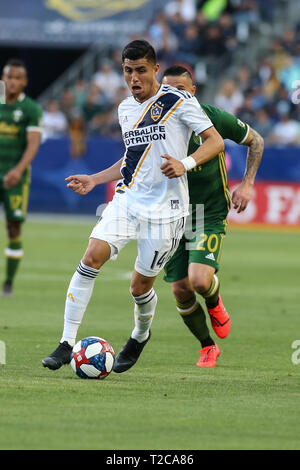 Carson, CA. Mar 31, 2019. Los Angeles Galaxy Joe Corona pendant le LA Galaxy vs Portland Timbers match au Complexe sportif de la santé à la dignité de Carson, Ca, le 31 mars 2019. Jevone Moore : csm Crédit/Alamy Live News Banque D'Images