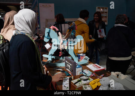 Bologne, Italie. 1 avril, 2019. Vues à partir de la Foire internationale du livre pour enfants de Bologne Jour d'ouverture de District Fiera à Bologne, en Italie. Credit : Massimiliano Donati/éveil/Alamy Live News Banque D'Images