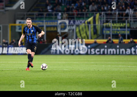 Milano, Italie. Mar 31, 2019. Skriniar de Milan Internazionale FC en action au cours de la Serie A match entre FC Internazionale et SS Lazio. Crédit : Marco Canoniero/Alamy Live News Banque D'Images