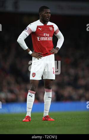 Londres, Royaume-Uni. 01 avr, 2019. Ainsley Maitland-Niles (A) à l'Arsenal v Newcastle United en Premier League anglaise correspondent, à l'Emirates Stadium, Londres, Royaume-Uni le 1 avril 2019. **Utilisation éditoriale uniquement, licence requise pour un usage commercial. Aucune utilisation de pari, de jeux ou d'un seul club/ligue/dvd publications** Crédit : Paul Marriott/Alamy Live News Banque D'Images