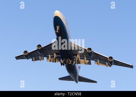Richmond, Colombie-Britannique, Canada. Mar 31, 2019. Un Boeing 747-400 de British Airways (G-CIVN) wide-body jetliner en courte finale pour l'atterrissage. Credit : Bayne Stanley/ZUMA/Alamy Fil Live News Banque D'Images