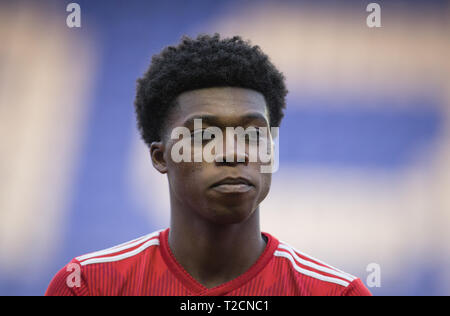 Reading, Berkshire, Royaume-Uni. 01 avr, 2019. Derrick Kšhn du Bayern Munich II au cours de la Premier League Cup match international entre la lecture d'U23 et le Bayern de Munich II au stade Madejski, lecture, l'Angleterre le 1 avril 2019. Photo par Andy Rowland. Crédit : Andrew Rowland/Alamy Live News Banque D'Images