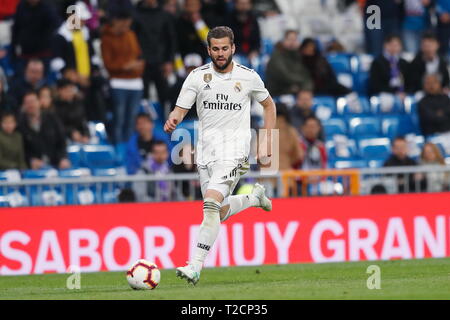 Madrid, Espagne. Mar 31, 2019. Nacho (Real) Football/soccer : "La Liga espagnole Santander' match entre le Real Madrid CF SD Huesca 3-2 au Santiago Bernabeu à Madrid, Espagne . Credit : Mutsu Kawamori/AFLO/Alamy Live News Banque D'Images