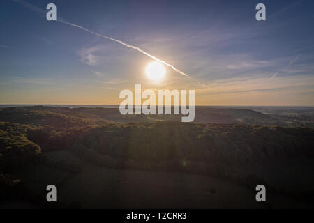 Soleil sur Forrest Hills dans la région de l'Eifel en Allemagne de l'Ouest Banque D'Images