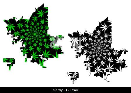 La ville de Fresno (États-Unis d'Amérique, USA, États-Unis, nous, villes des États-Unis, USA)- site est conçu vert feuille de cannabis, de la ville de Fresno carte de Illustration de Vecteur