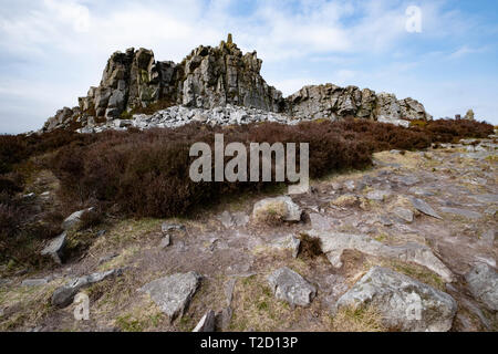 Rock formations au fameux Stiperstones, Shropshire, England, UK. Banque D'Images