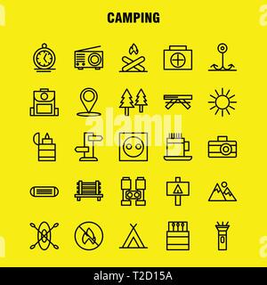 L'icône de la ligne Camping Pack pour les concepteurs et développeurs. Banc d'icônes, le Camping, Piscine, Voyage, Camping, Match, piscine, incendie, Vector Illustration de Vecteur