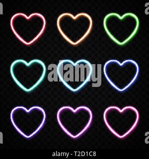 La bordure des coeur rougeoyant sur fond transparent Illustration de Vecteur