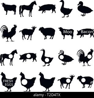 Grande collection de silhouettes d'agriculture Illustration de Vecteur