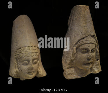 Les femmes chefs. 2ème siècle avant J.-C.. La pierre calcaire. Sanctuaire de Cerro de los Santos (Montealegre del Castillo, province d'Albacete, Castille-La Manche, Espagne). Musée Archéologique National. Madrid. L'Espagne. Banque D'Images