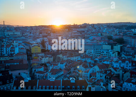 Lisbonne, Portugal. 20 févr. 2018. Viewpoint Sophia de Mello Breyner Andresen, également connu sous le nom de Miradouro da Graça. Banque D'Images