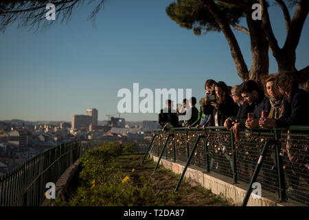 Lisbonne, Portugal. 20 févr. 2018. Viewpoint Nossa Senhora do Monte. Banque D'Images