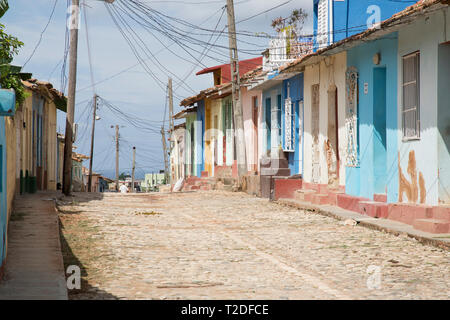 Scène de rue pavées,Cuba Trinidad Banque D'Images