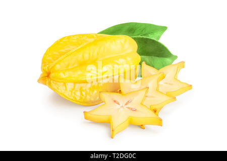 La carambole ou star-fruit isolé sur fond blanc. Banque D'Images